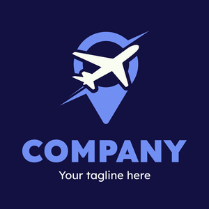 Airplane logo and purple locator point - Travel & Hotel