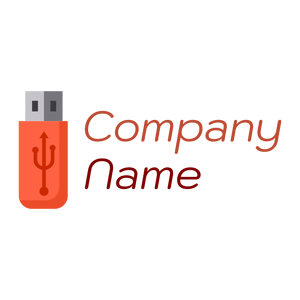 Orange Pendrive logo on a White background - Computer