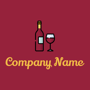 Wine bottle logo on a Bright Red background - Agriculture