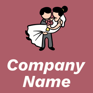 Wedding couple logo on a Coral background - Wedding Service