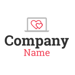 Dating logo with computer and hearts - Dating