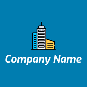 Skyscraper logo on a Cerulean background - Architectural