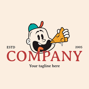 Logo of a dude with cap and pizza - Food & Drink