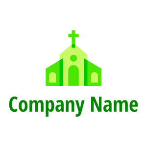 green Church on a White background - Religious