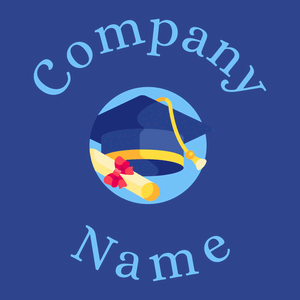 Graduation logo on a Fun Blue background - Education