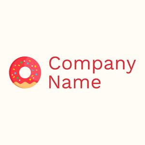 Coral Red Donut on a Floral White background - Food & Drink