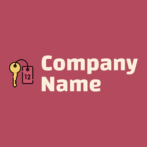 Hotel Room key logo on a dark pink background - Travel & Hotel