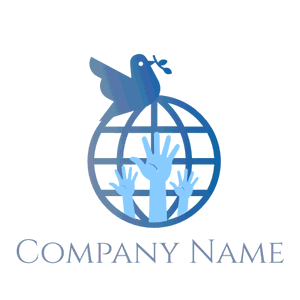 Blue logo with hands and bird - Religious