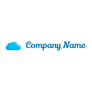 Deep Sky Blue Cloud computing on a White background - Abstract