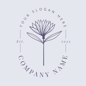 oval floral badge logo - Floral