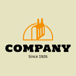 Yellow factory logo on beige background - Business & Consulting