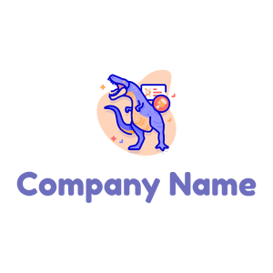 Purple Tyrannosaurus rex logo on a White background - Abstract