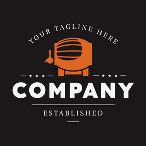 Orange on black beer barrel logo - Food & Drink