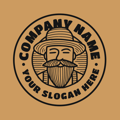 farmer with beard and hat logo - Agriculture