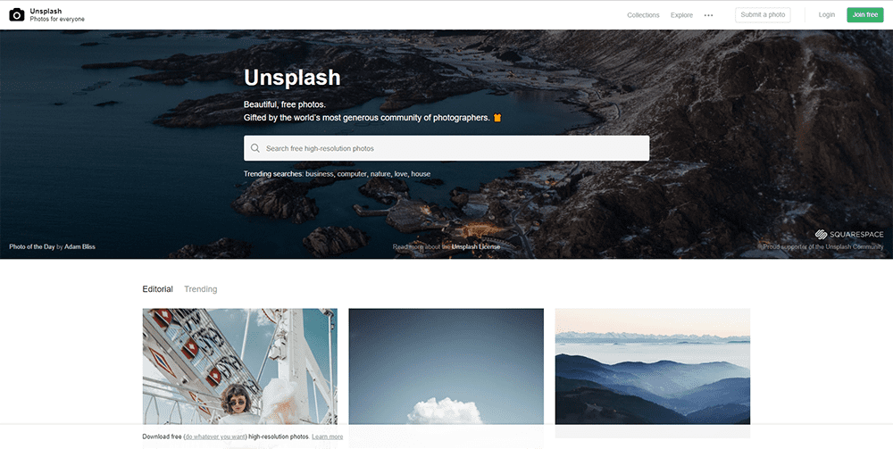 Unsplash image bank