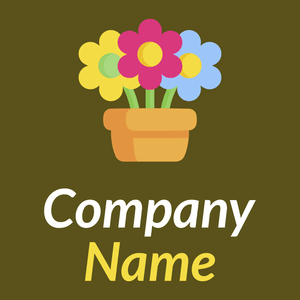 Flower pot logo on a Verdun Green background - Agriculture