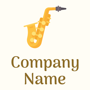 Golden Saxophone logo on a Floral White background - Entertainment & Arts