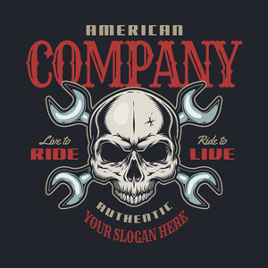 skull and wrenches biker logo - Automotive & Vehicle