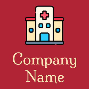 Hospital logo on a Fire Brick background - Architectural