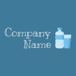 Water bottle logo on a Hippie Blue background - Food & Drink