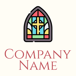 Stained glass window on a Floral White background - Religious