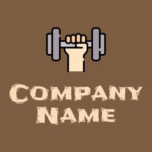 Dumbbell logo on a Dark Wood background - Sports