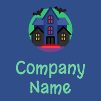 Haunted house logo on a Fun Blue background - Architectural