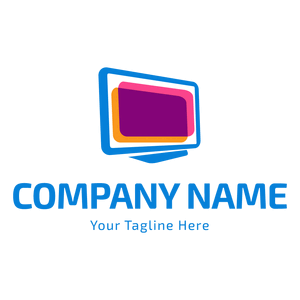 computer monitor logo on white background - Technology