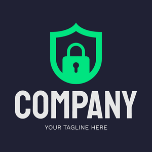 Padlock logo in a green shield - Security