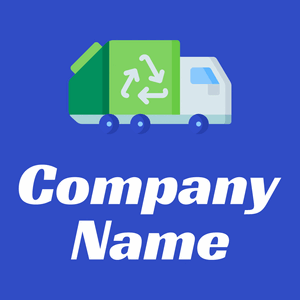 Garbage truck logo on a Cerulean Blue background - Automotive & Vehicle