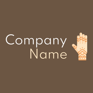 Henna painted hand logo on a Tobacco Brown background - Religious