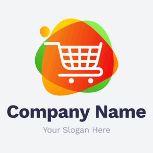 grocery cart on colour bubbles logo - Retail